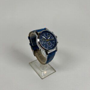New Shshd Faux Chronograph Men's Watch with Blue Leather Strap